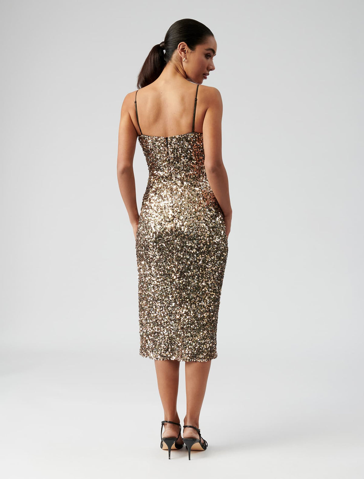 Danica Sequin Cowl Midi Dress Multi Sequin