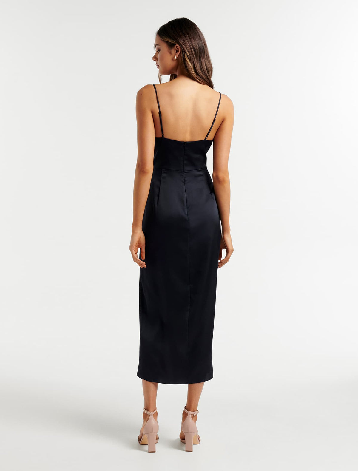 Savannah Cowl Satin Midi Navy