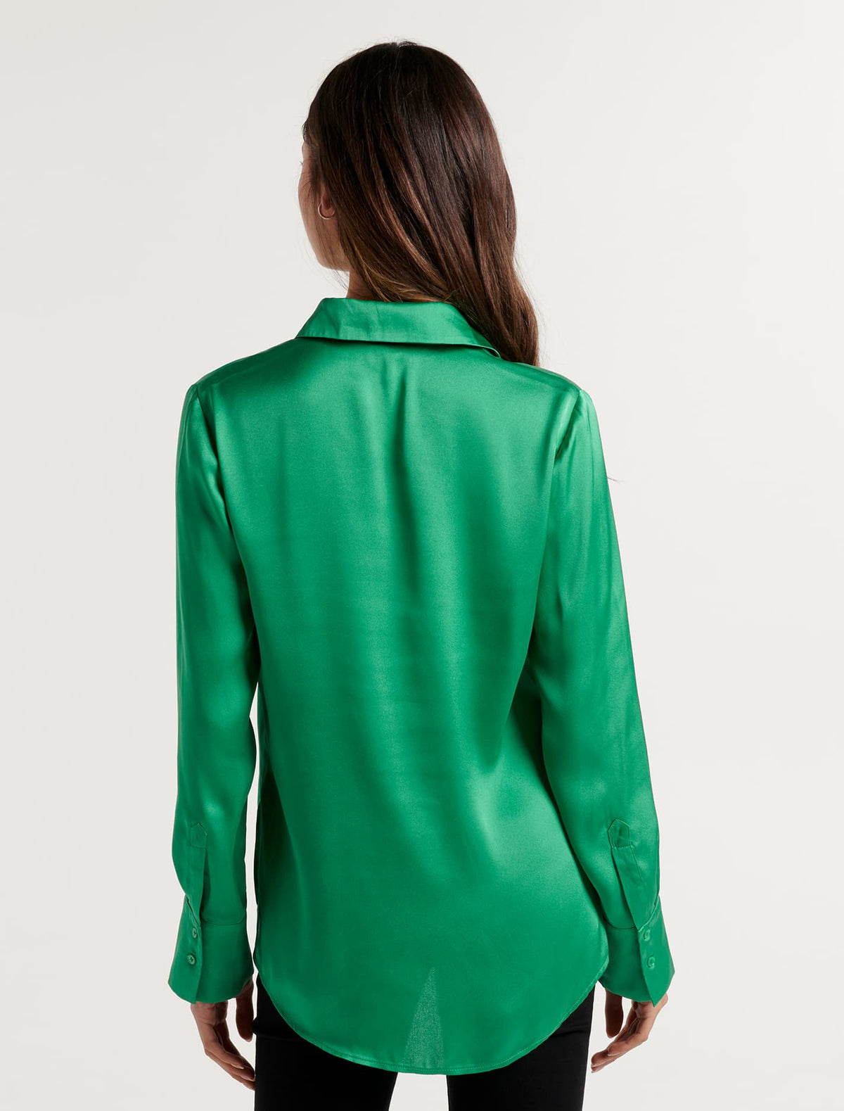 Eva Long Line Satin Shirt Shamrock