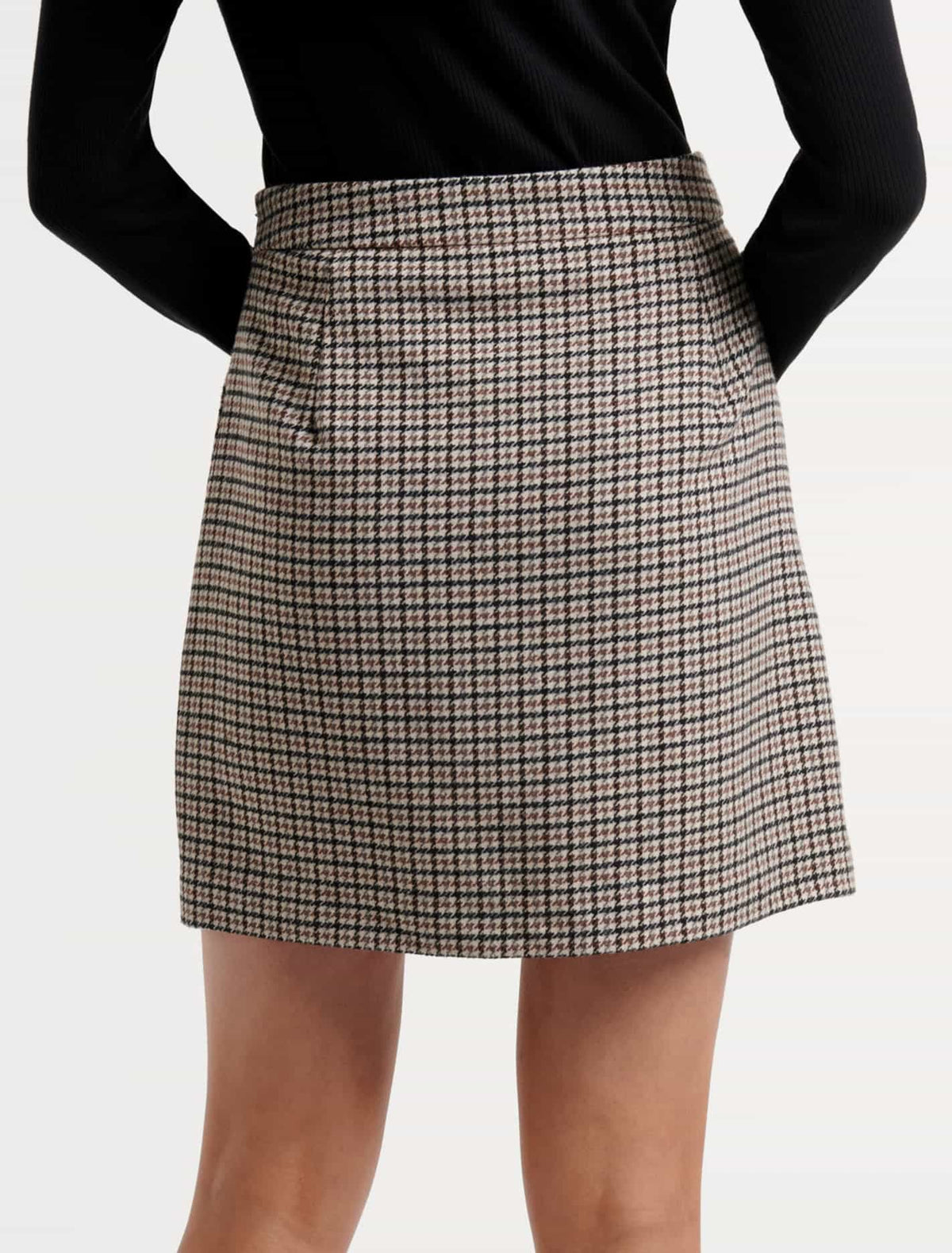 Hanna Check Mini Skirt Rust/White/Black Houndstooth