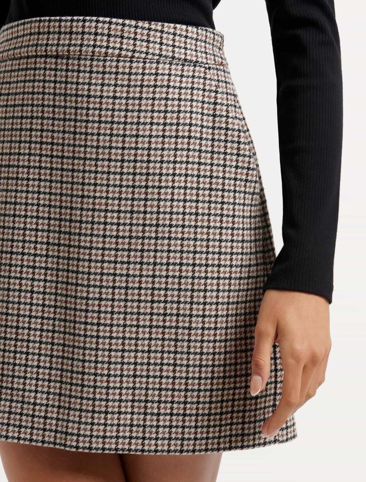 Hanna Check Mini Skirt Rust/White/Black Houndstooth