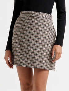 Hanna Check Mini Skirt Rust/White/Black Houndstooth