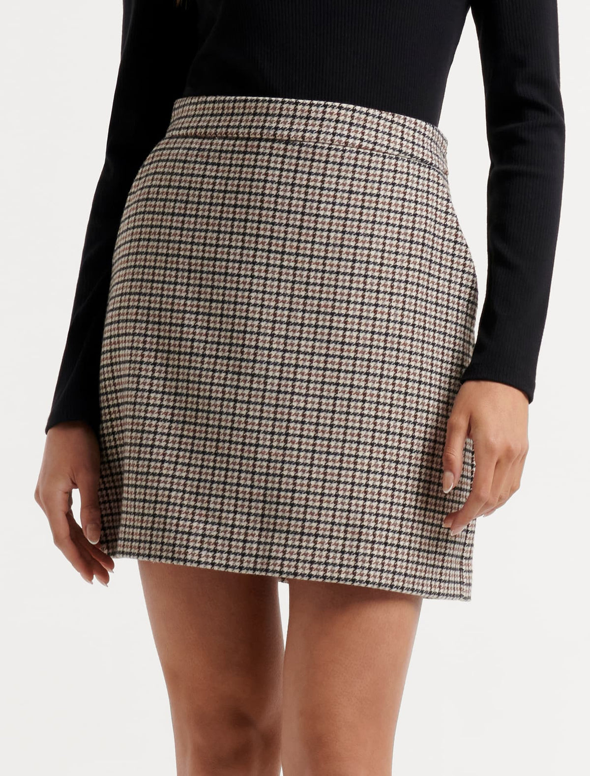 Hanna Check Mini Skirt Rust/White/Black Houndstooth