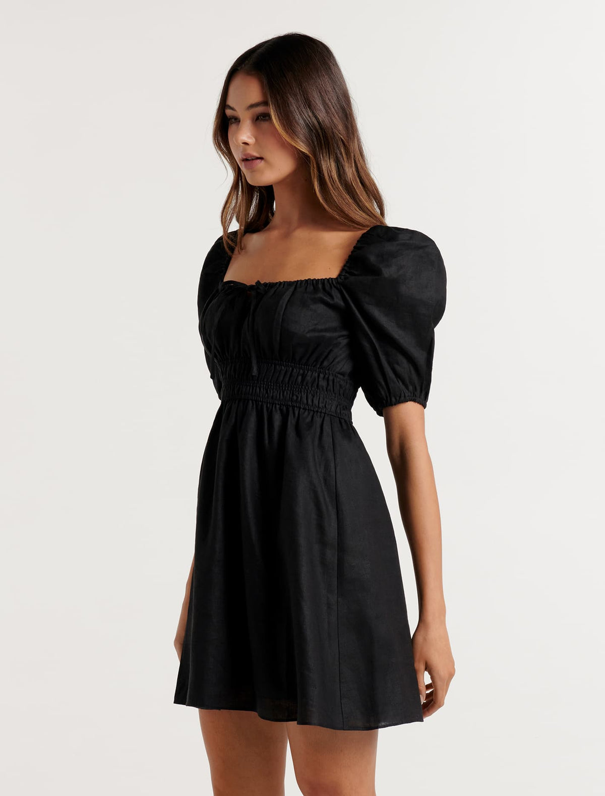 Josie Puff Sleeve Mini Dress Black