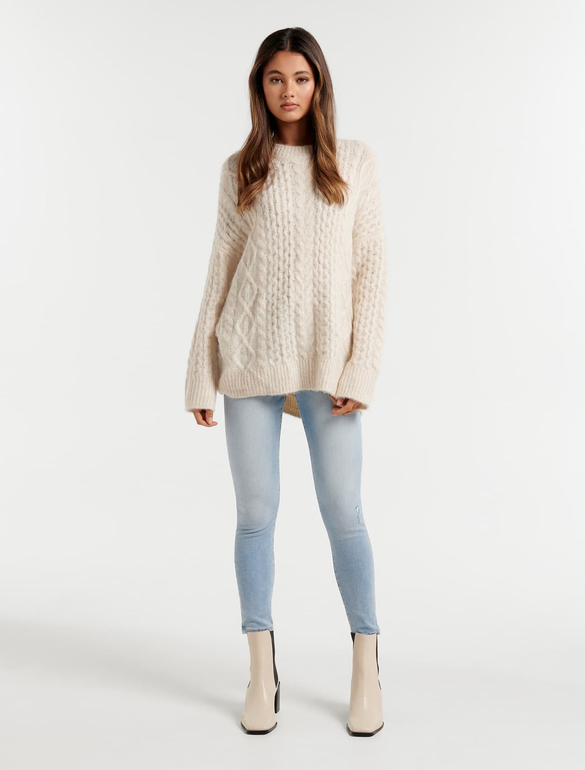 Maggie Texture Cable Knit Jumper Cream