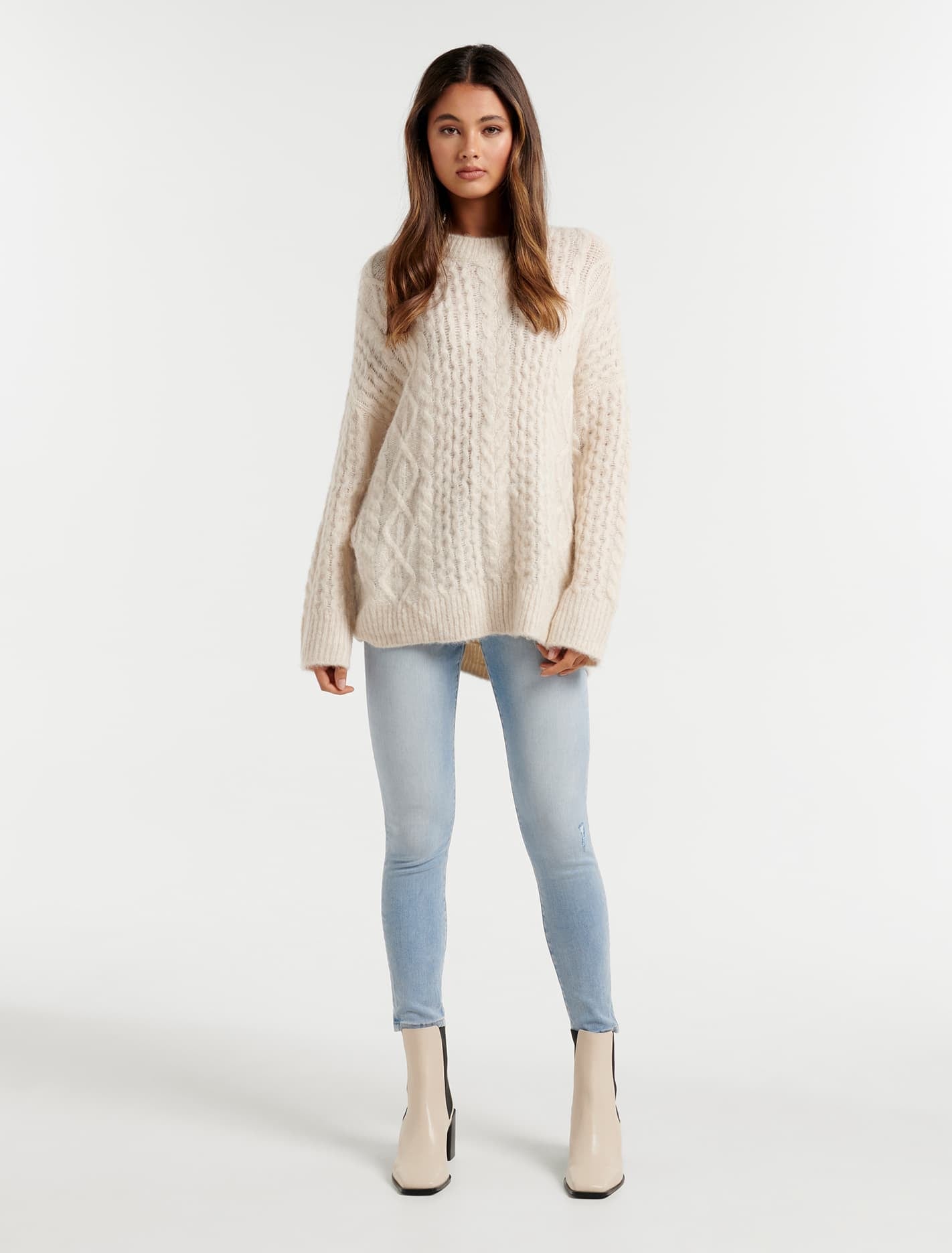 Maggie Texture Cable Knit Jumper Cream