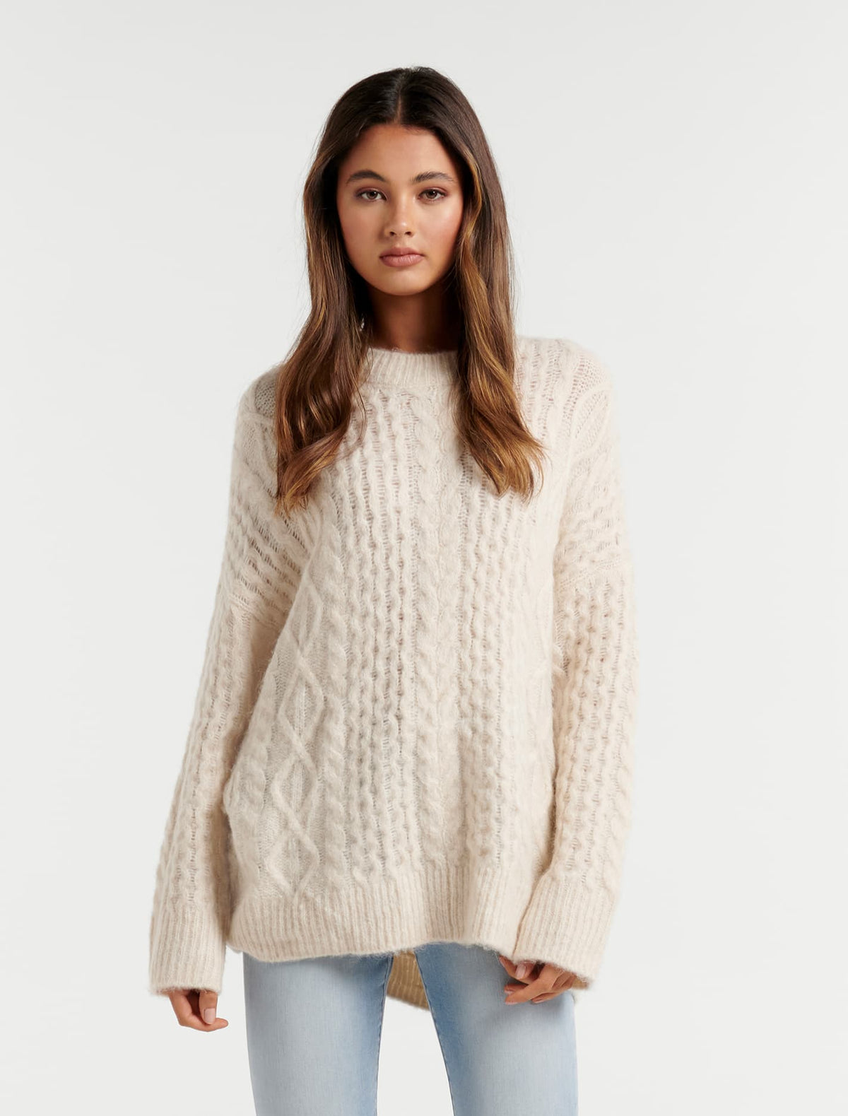 Maggie Texture Cable Knit Jumper Cream