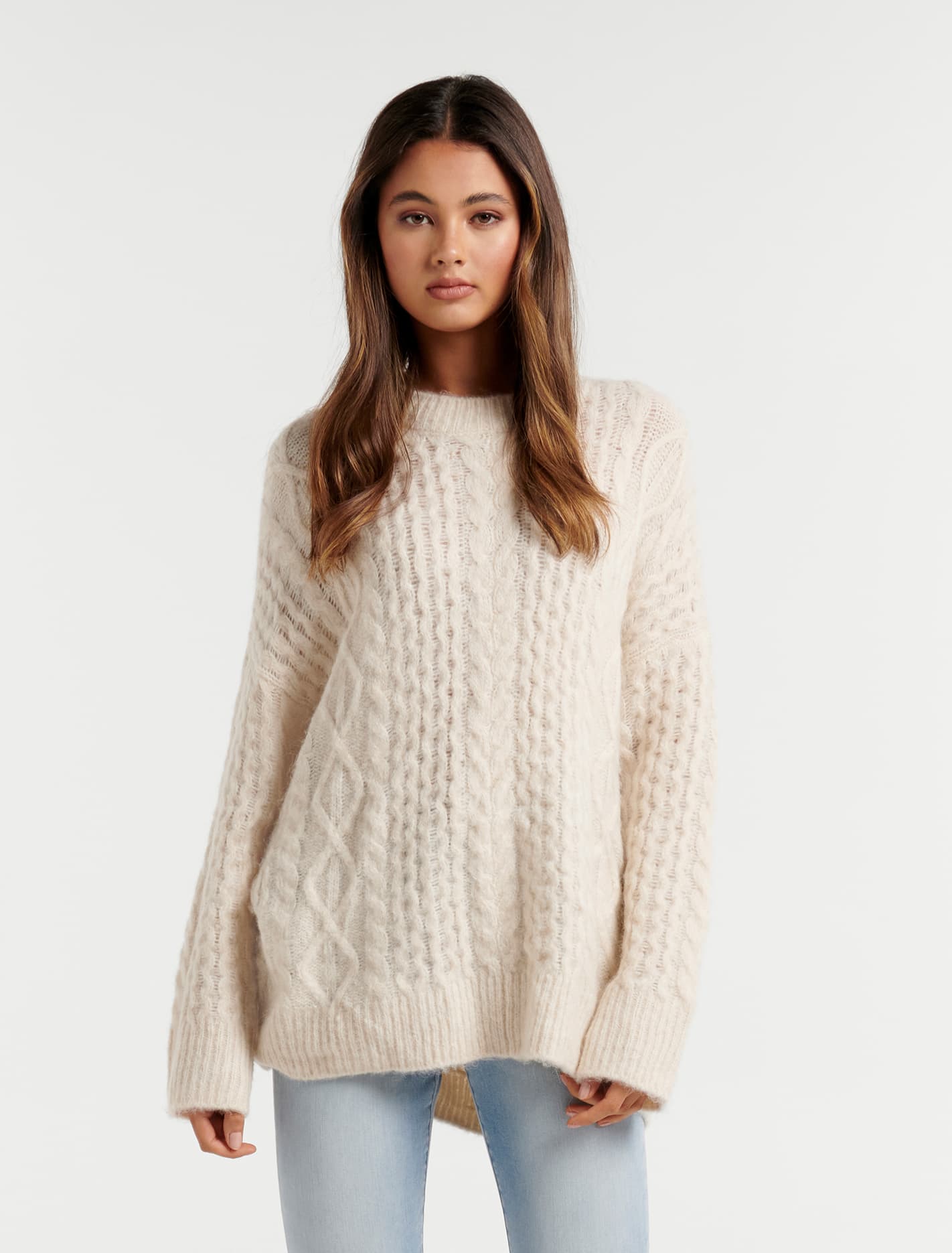 Maggie Texture Cable Knit Jumper Cream
