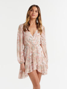 Rose Tiered Mini Skater Dress Cyprus Patchwork