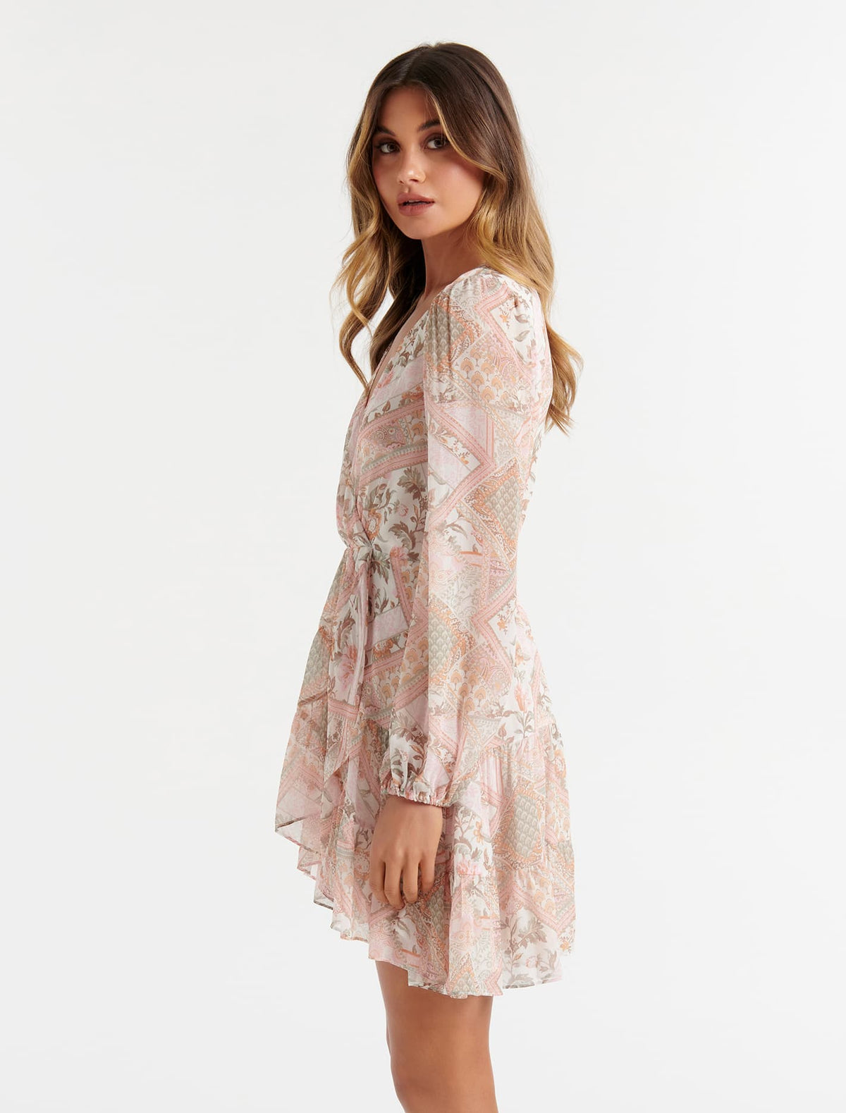 Rose Tiered Mini Skater Dress Cyprus Patchwork