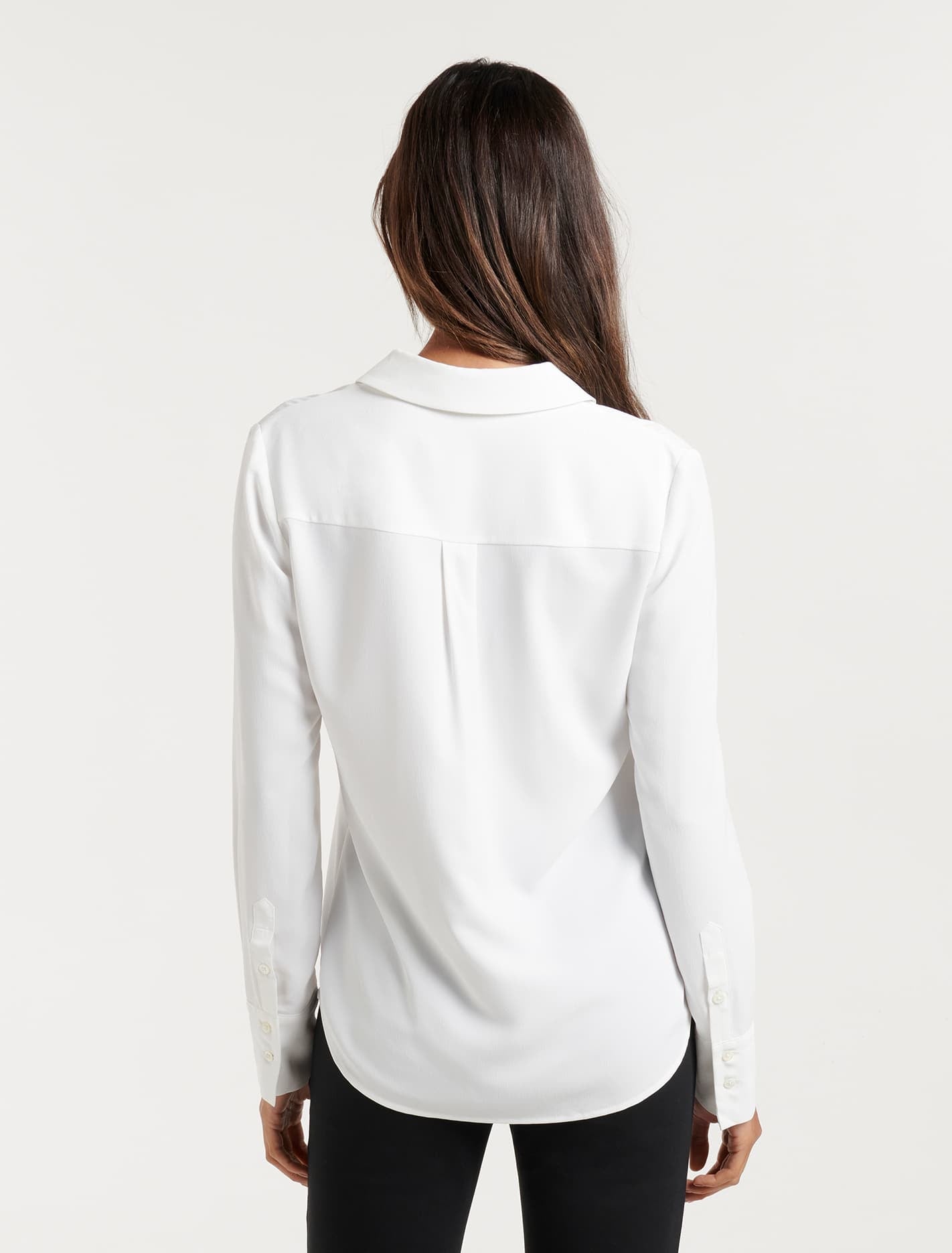 Livia Crepe Pocket Shirt Porcelain