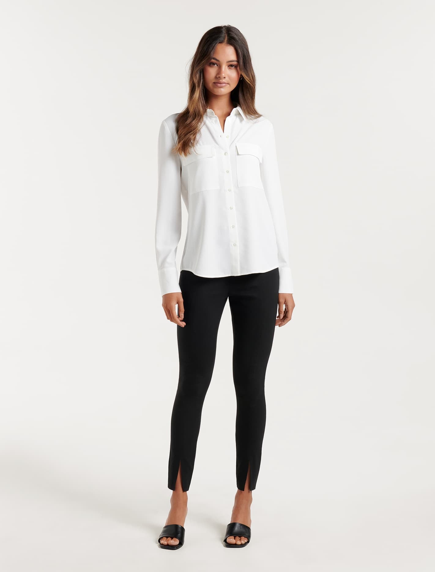 Livia Crepe Pocket Shirt Porcelain