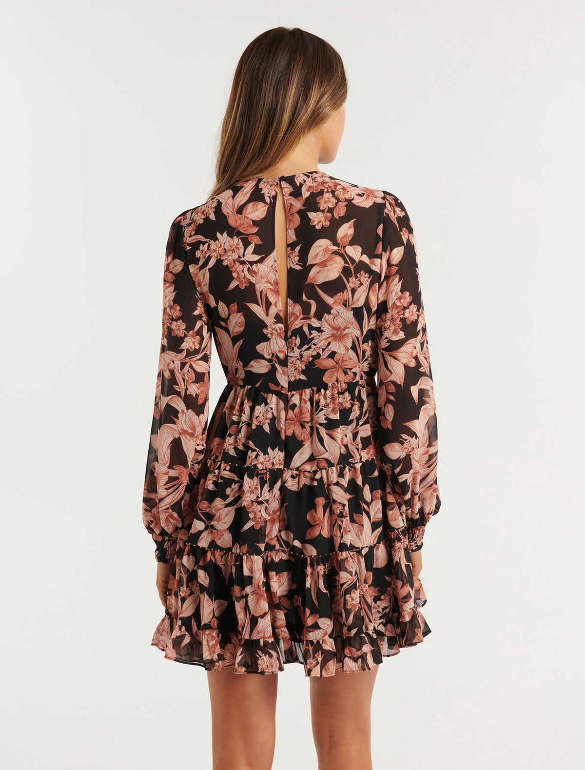 Lenora Printed Skater Mini Dress Dark Marrakesh Floral
