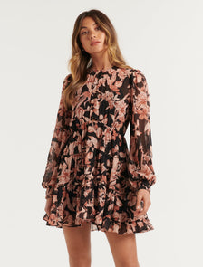 Lenora Printed Skater Mini Dress Dark Marrakesh Floral