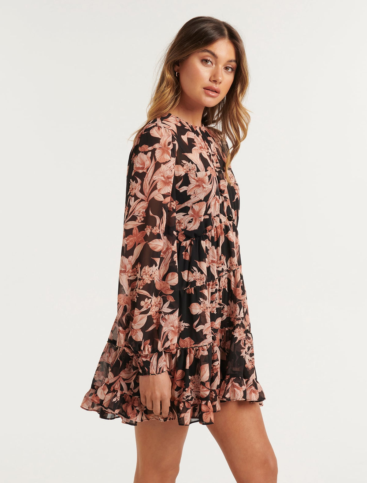 Lenora Printed Skater Mini Dress Dark Marrakesh Floral