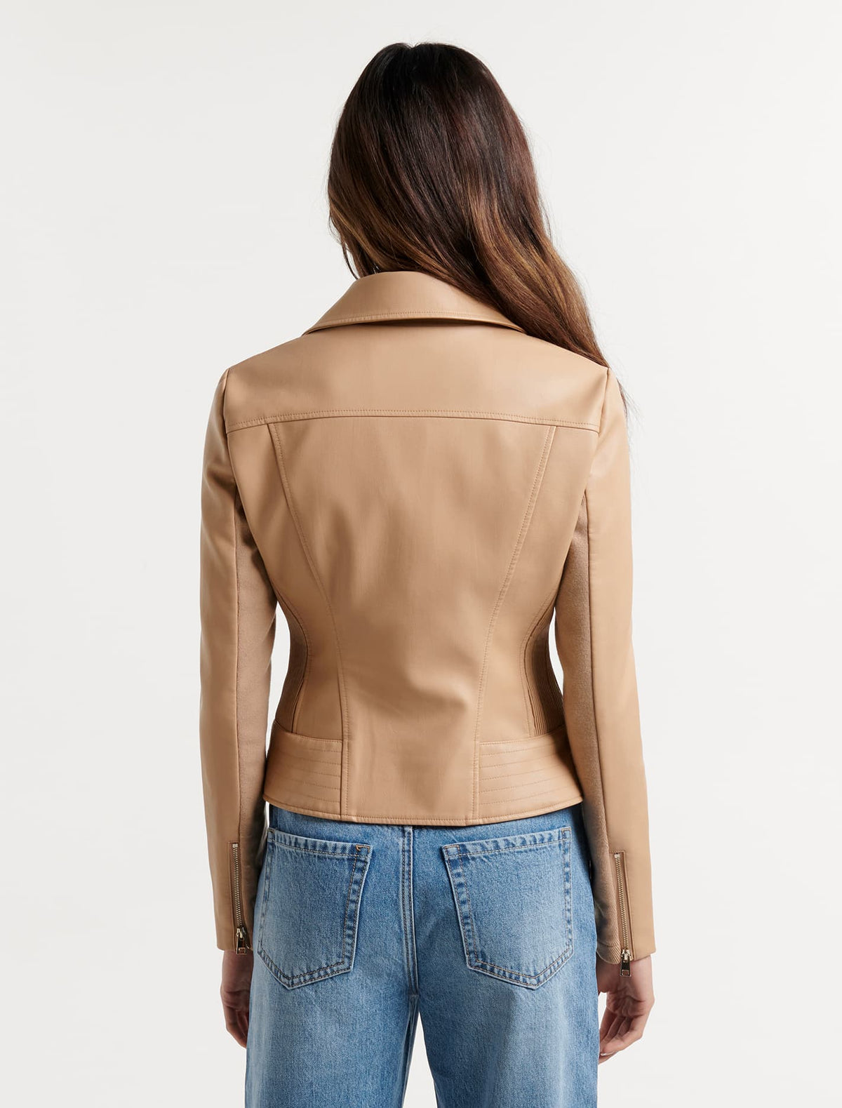 Skye PU Biker Jacket Camel
