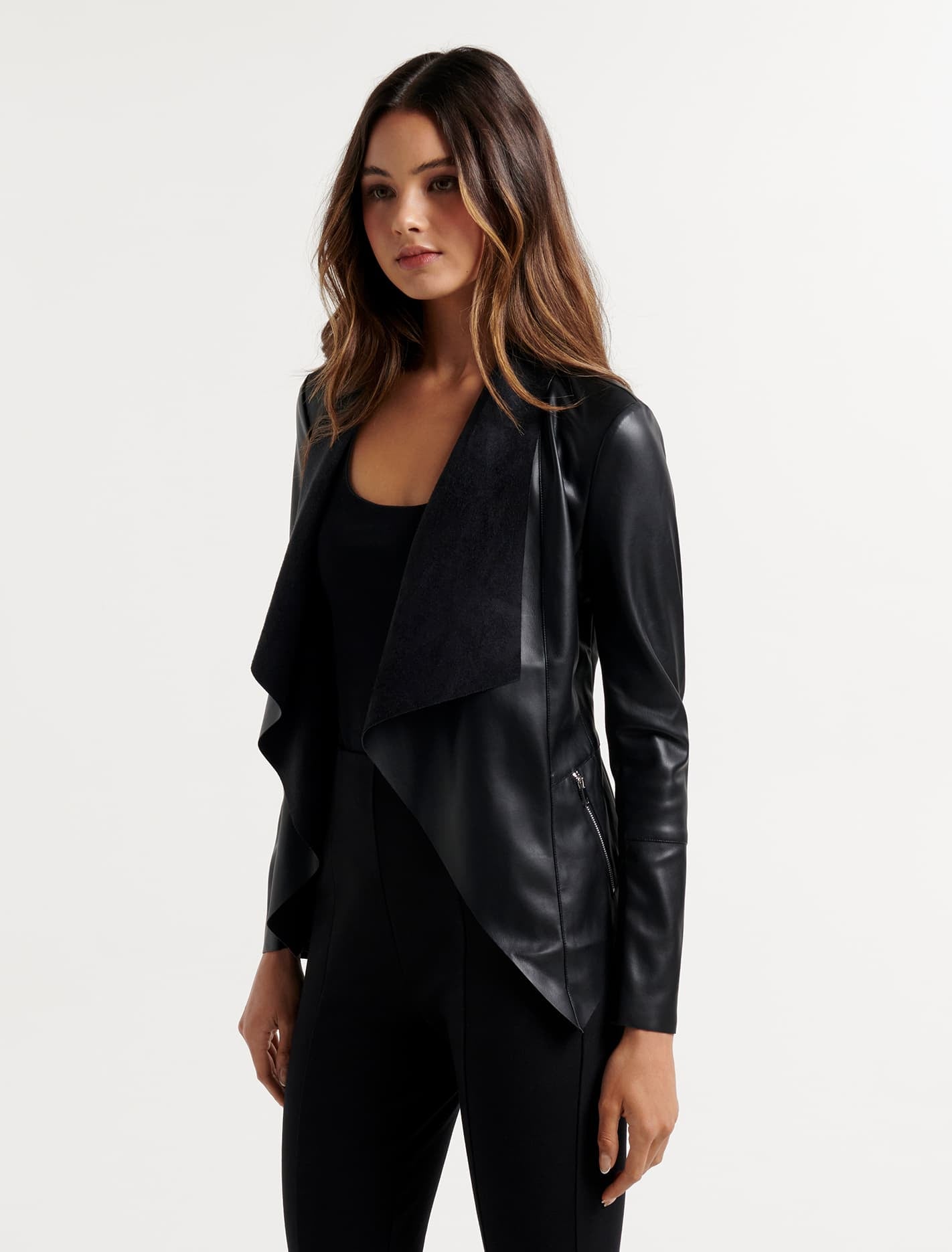 Susie Waterfall Blazer Black