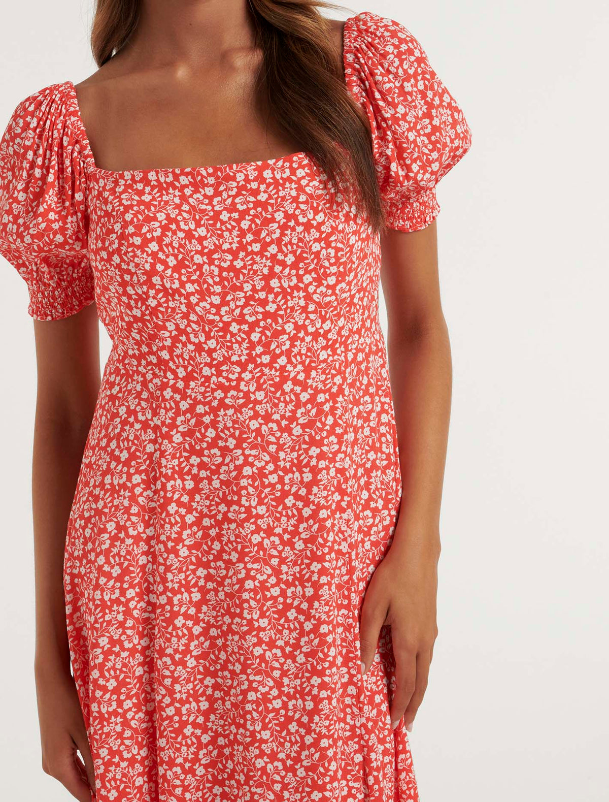 Brianna Petite Printed Midi Dress Cherry Marlo Ditsy