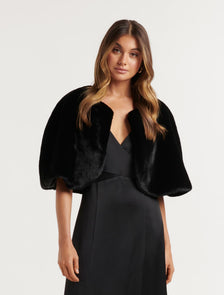 Clarissa Faux Fur Capelet Black