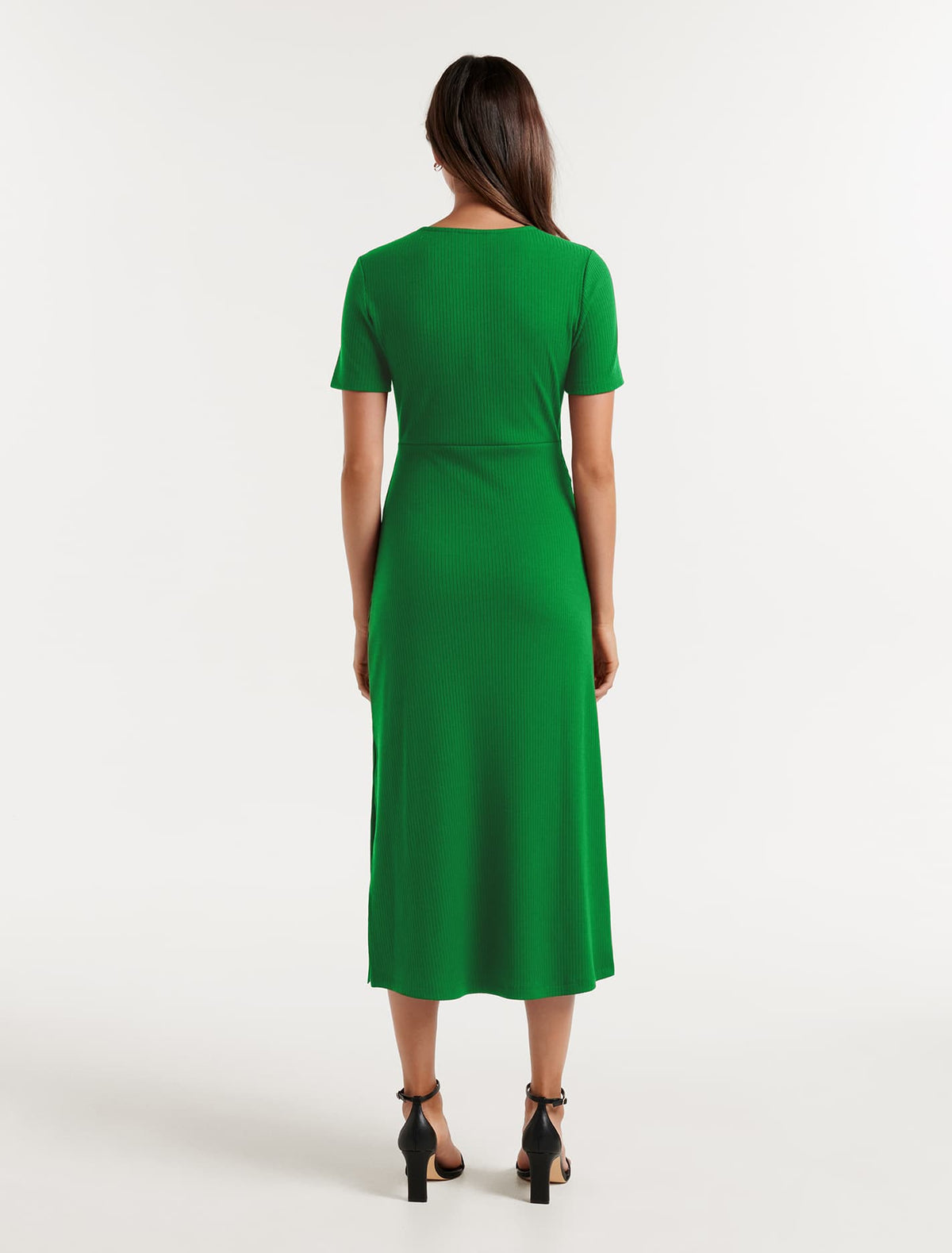 Elle Ruched Jersey Midi Dress Energetic Jade