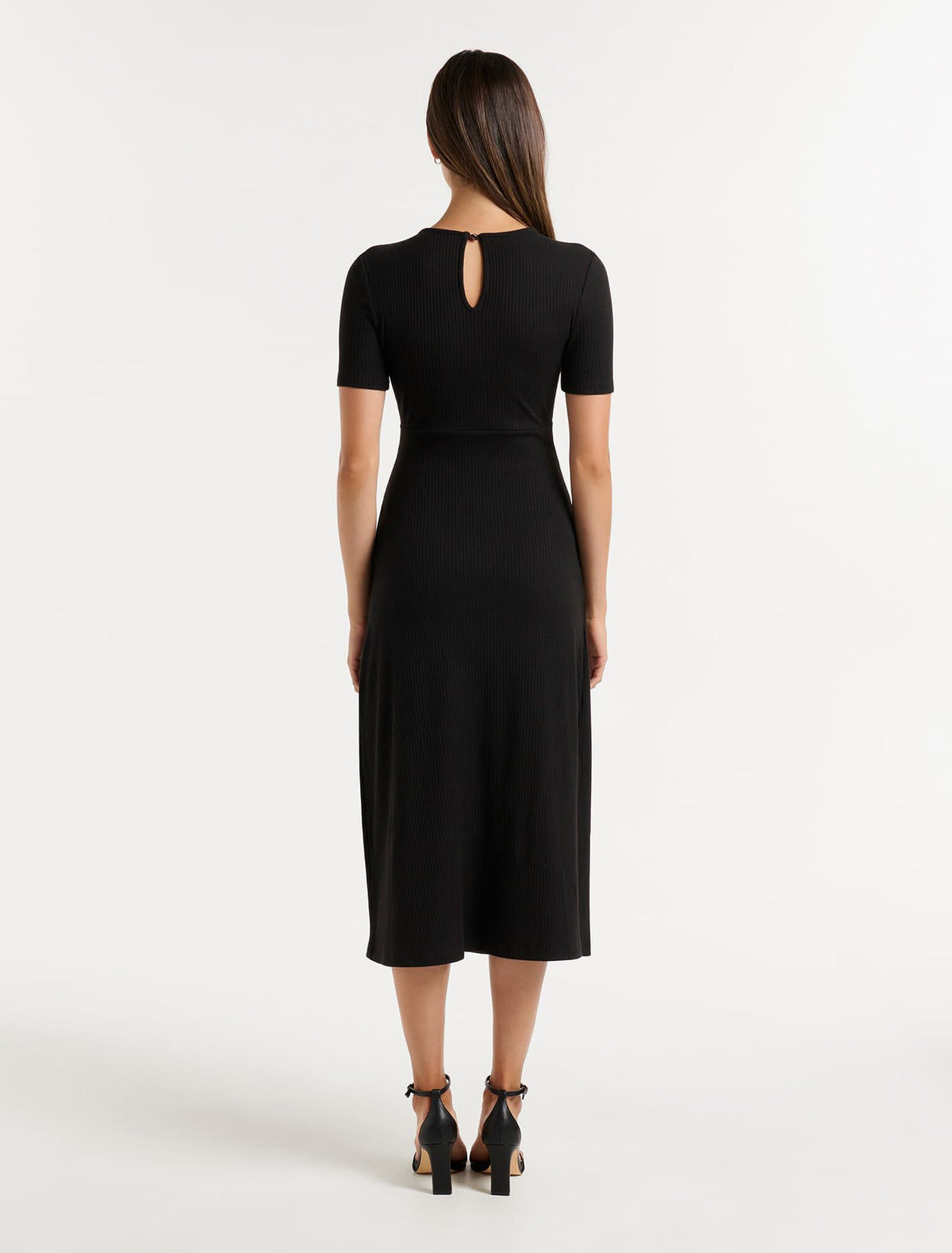 Elle Ruched Jersey Midi Dress Black