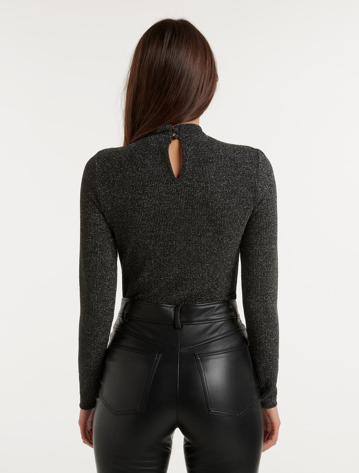 Gracie Glitter Turtleneck Top Metallic