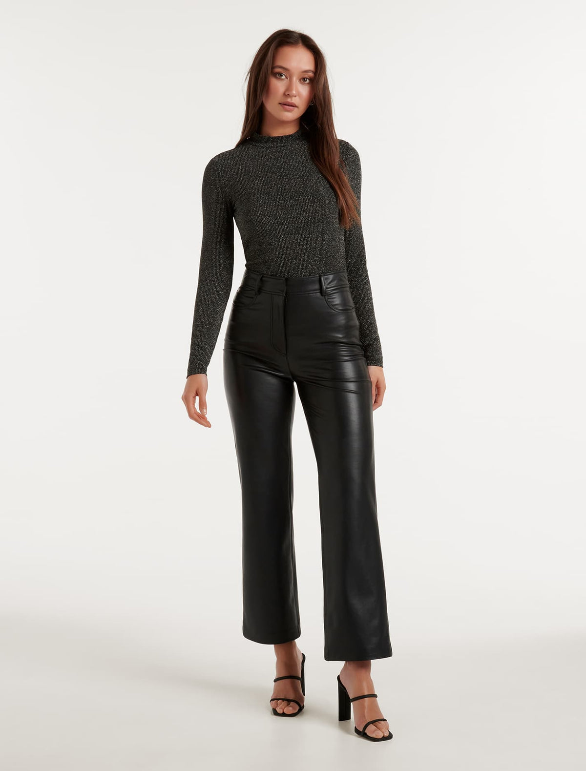 Gracie Glitter Turtleneck Top Metallic