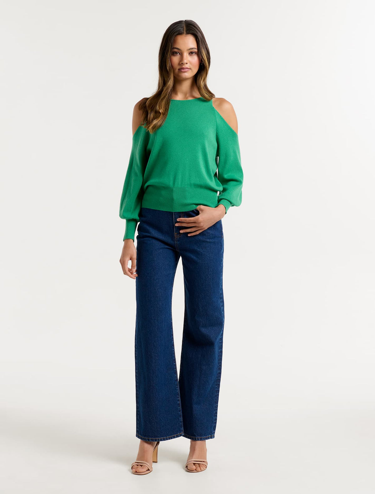 Britton Cold Shoulder Knit Jumper Shamrock