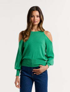 Britton Cold Shoulder Knit Jumper Shamrock
