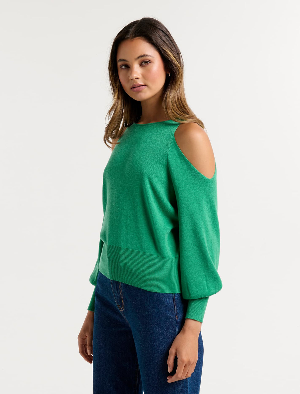 Britton Cold Shoulder Knit Jumper Shamrock