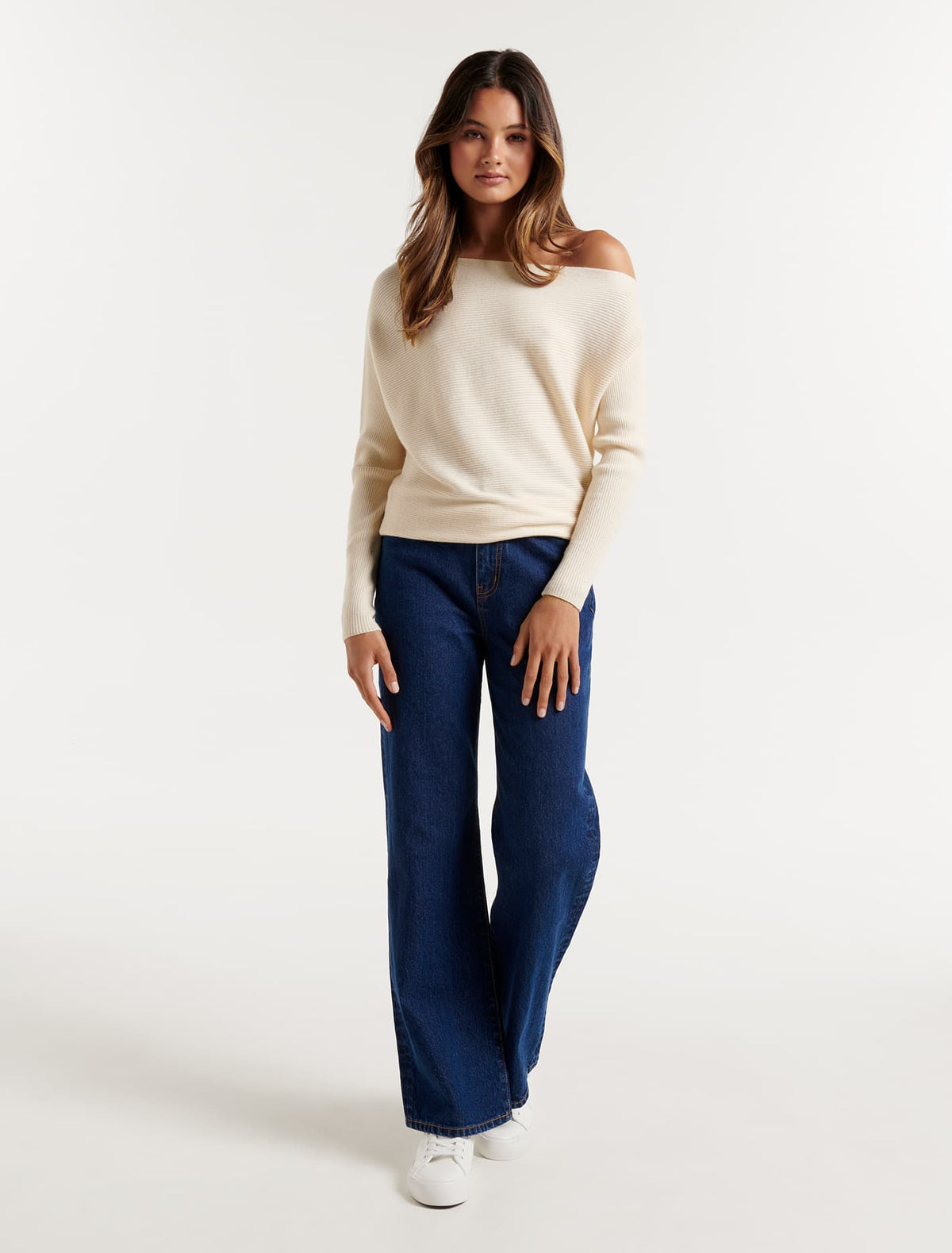 Ali Tipped Shoulder Knit Jumper Almond Milk