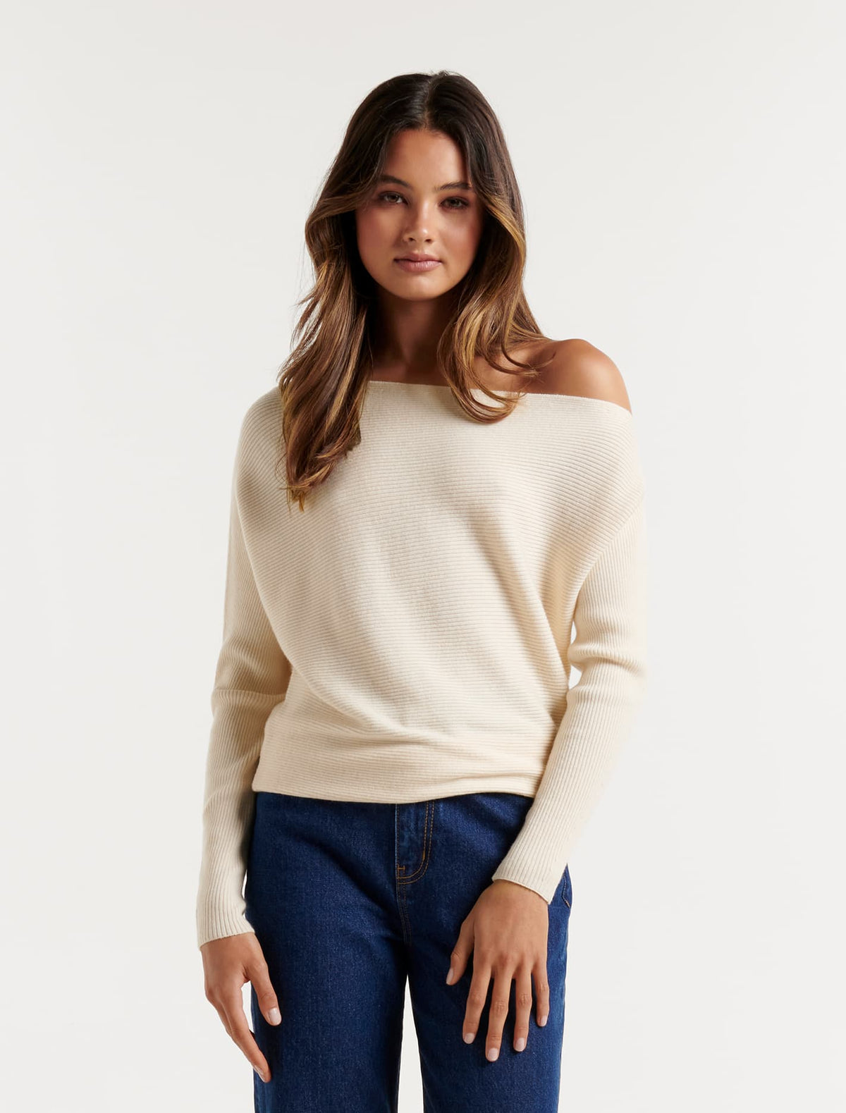 Ali Tipped Shoulder Knit Jumper Almond Milk