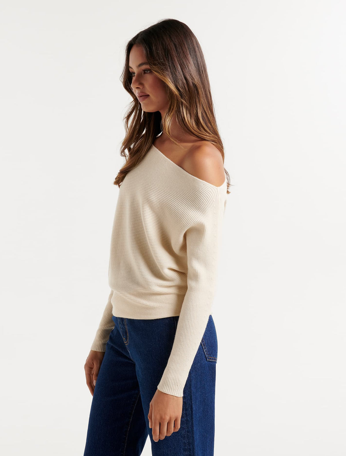 Ali Tipped Shoulder Knit Jumper Almond Milk