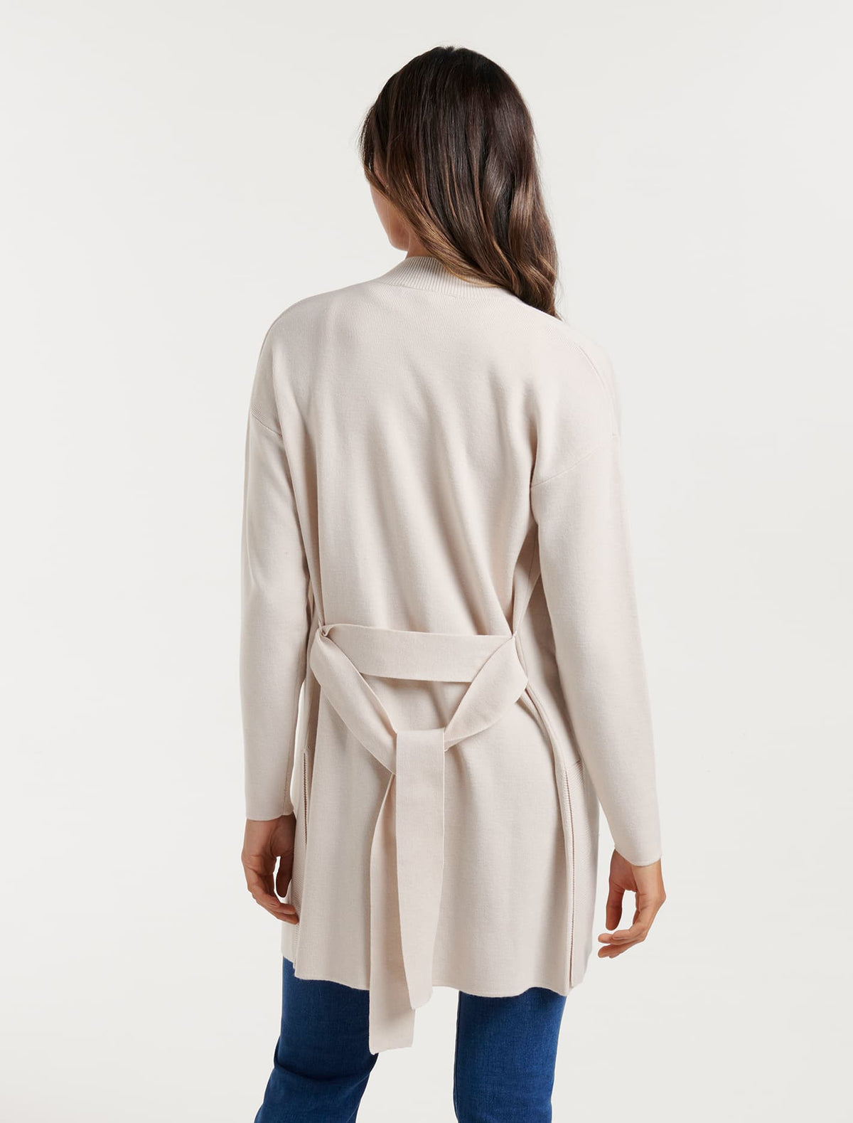 Georgie Belted Knit Cardigan Bone