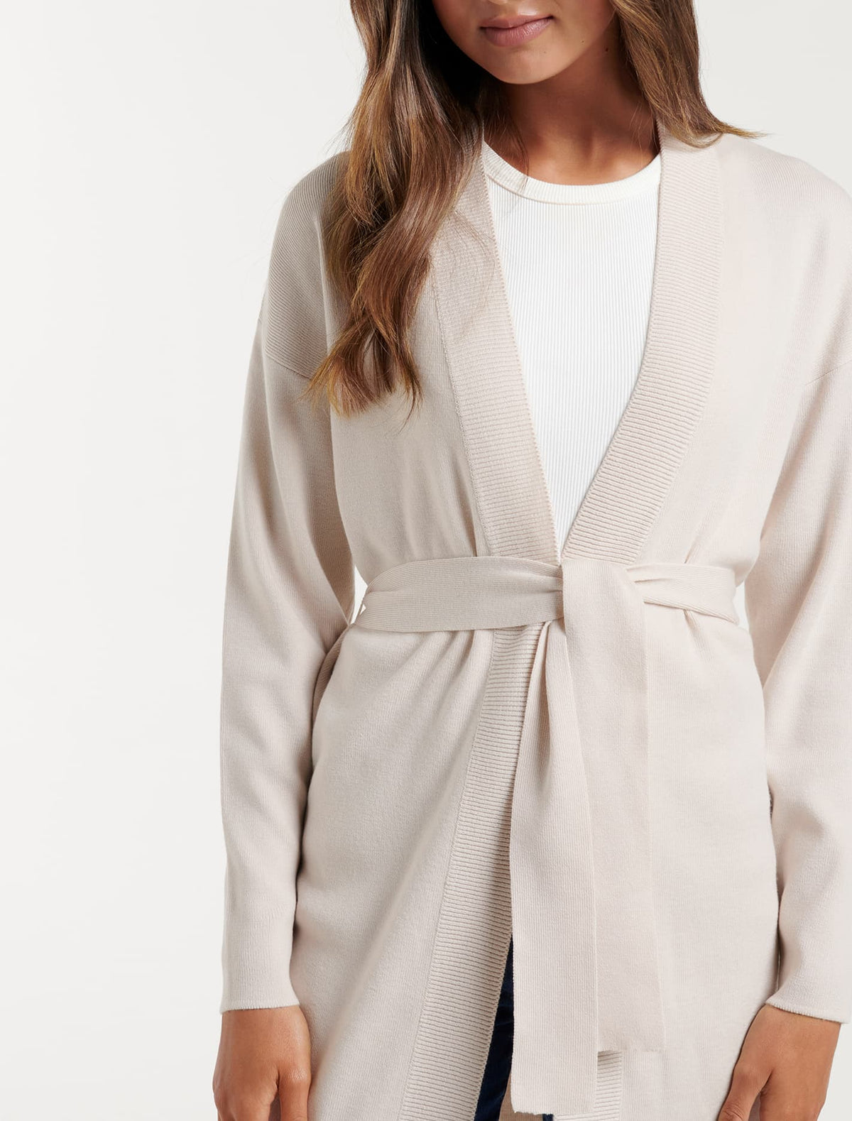 Georgie Belted Knit Cardigan Bone