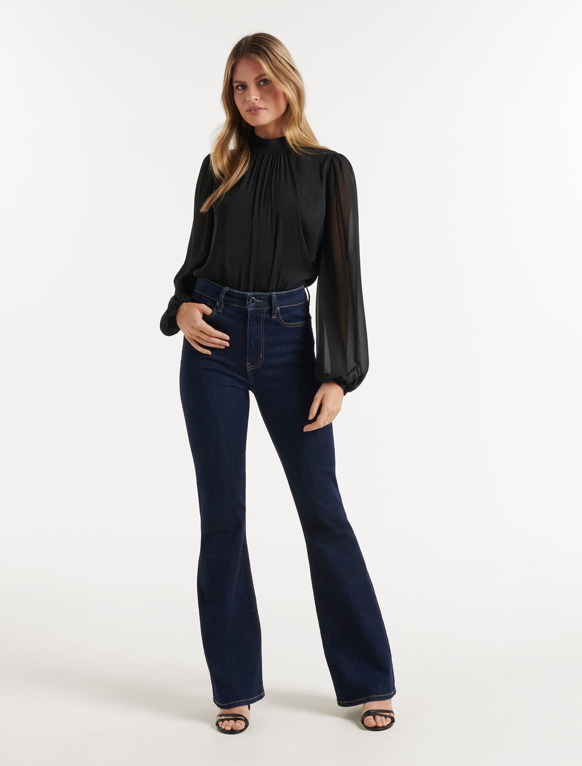 Heidi High Neck Blouse Black