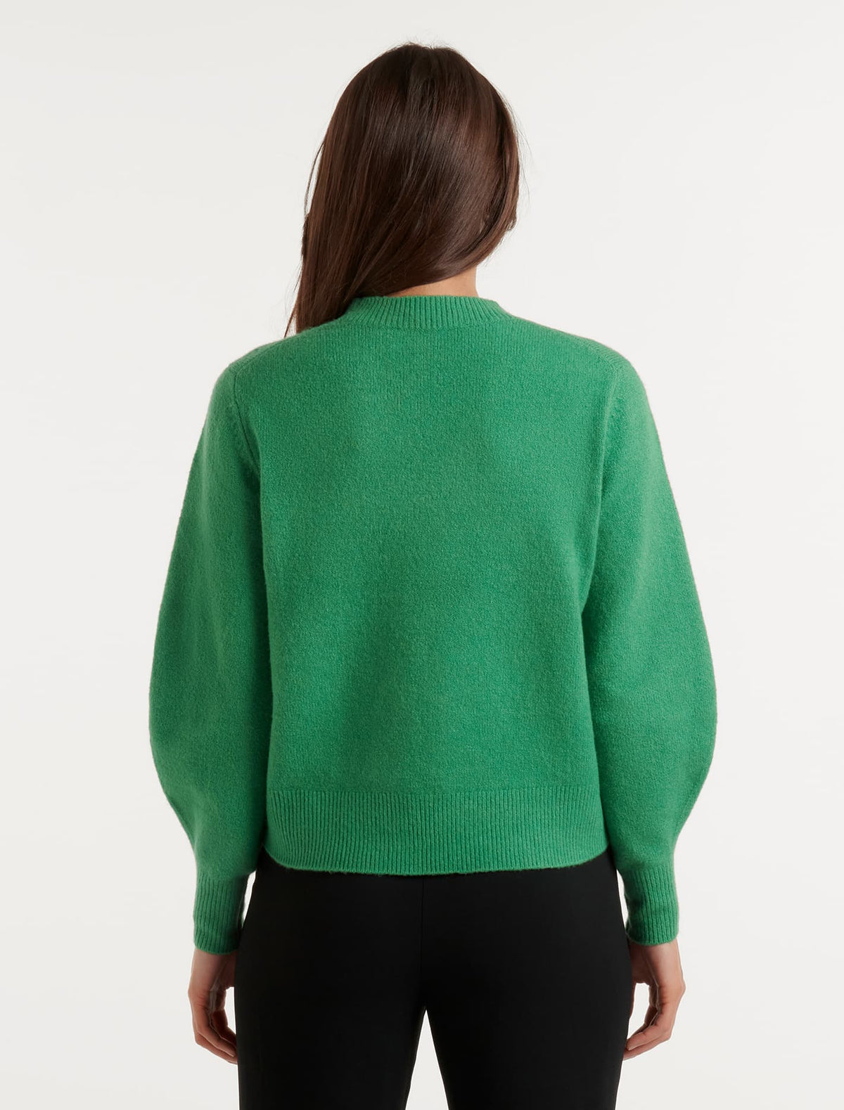 Issy Brushed Sleeve Detail Knit Jumper Shamrock
