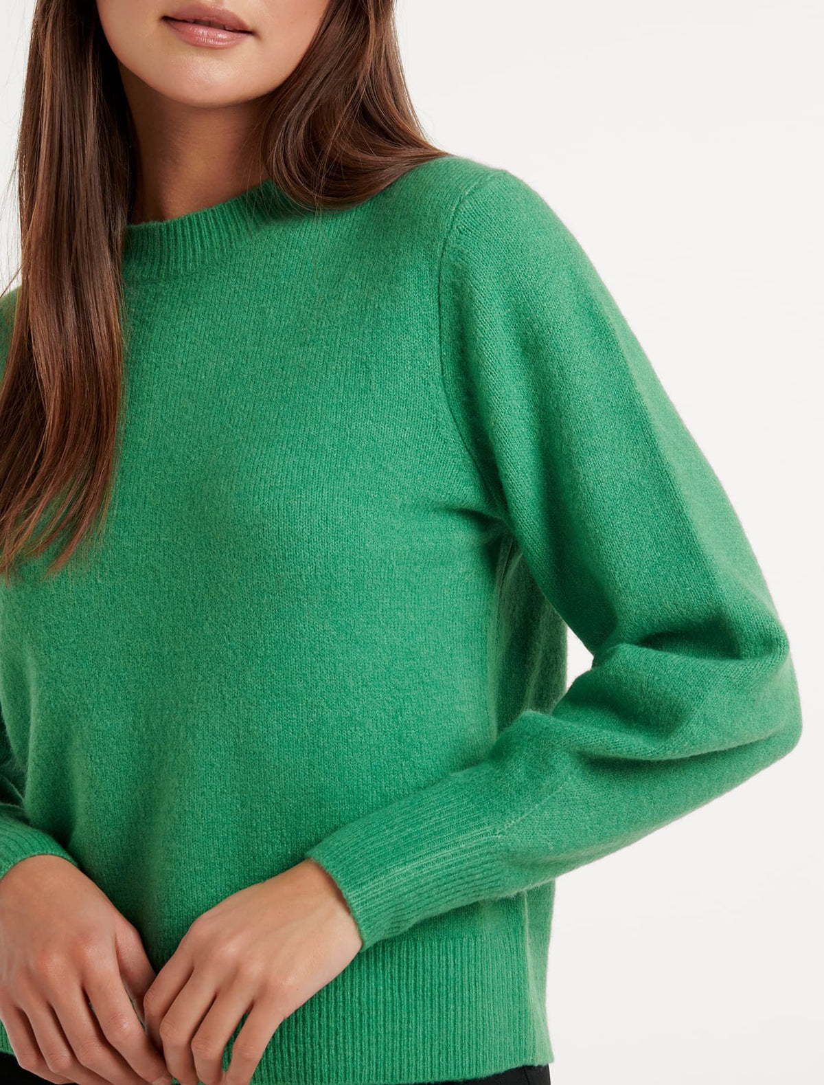Issy Brushed Sleeve Detail Knit Jumper Shamrock