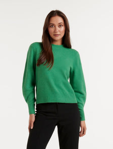 Issy Brushed Sleeve Detail Knit Jumper Shamrock