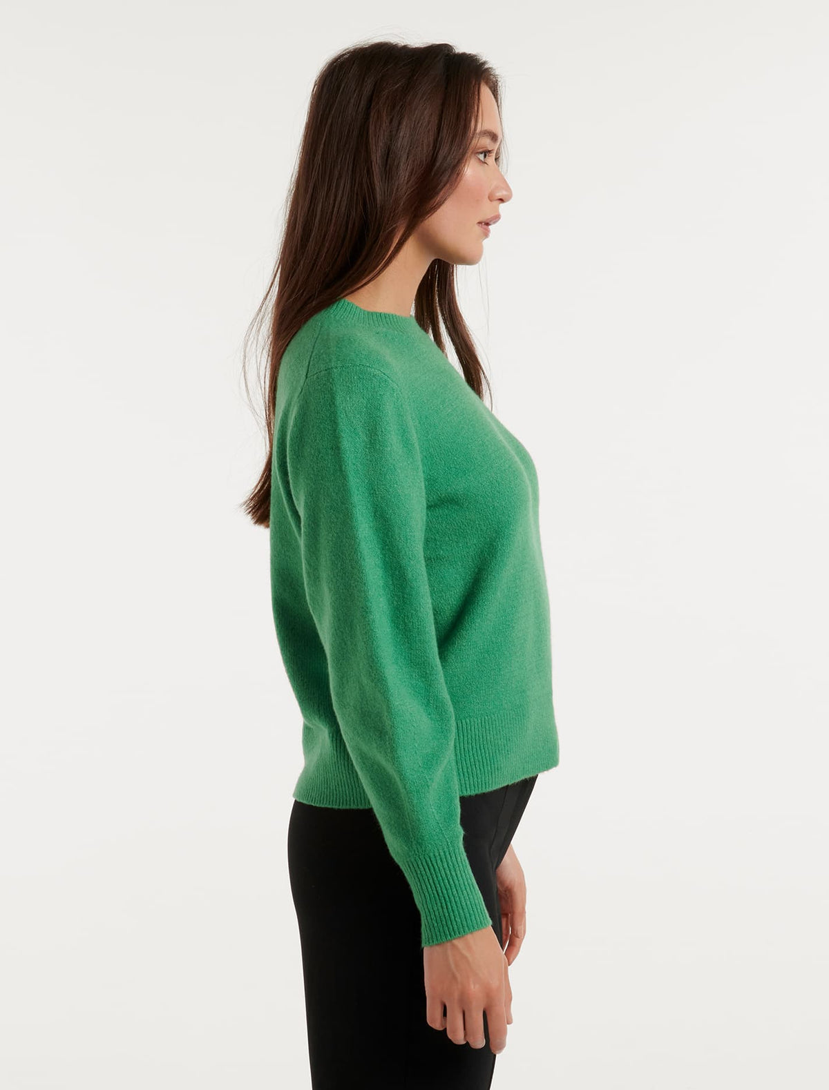Issy Brushed Sleeve Detail Knit Jumper Shamrock