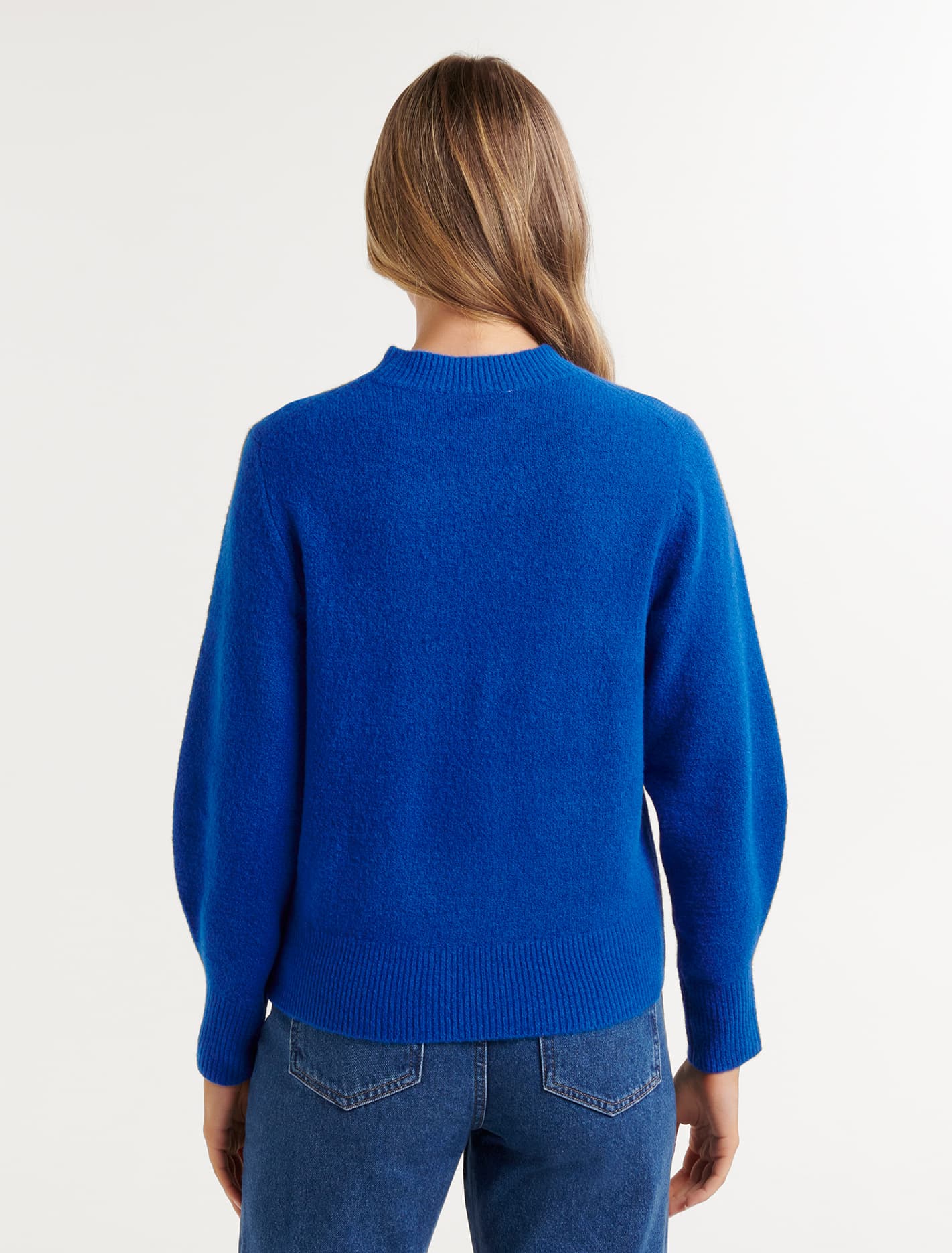Issy Brushed Sleeve Detail Knit Jumper Intense Azure