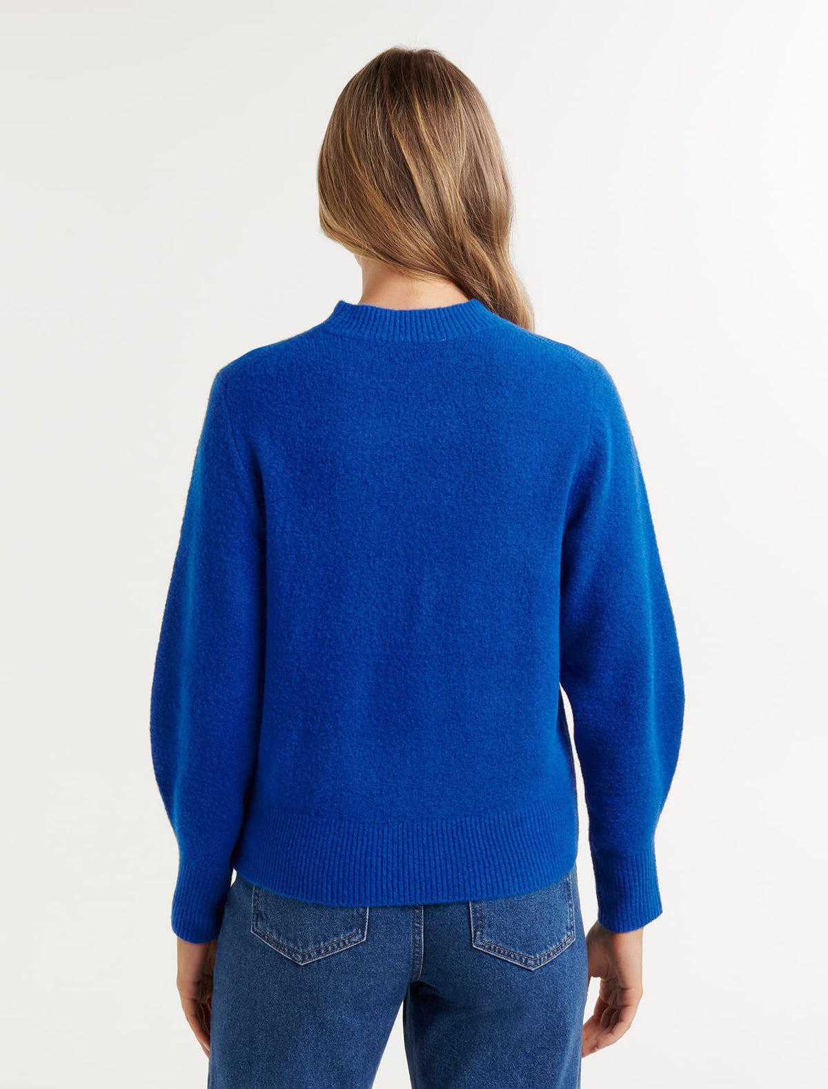 Issy Brushed Sleeve Detail Knit Jumper Intense Azure