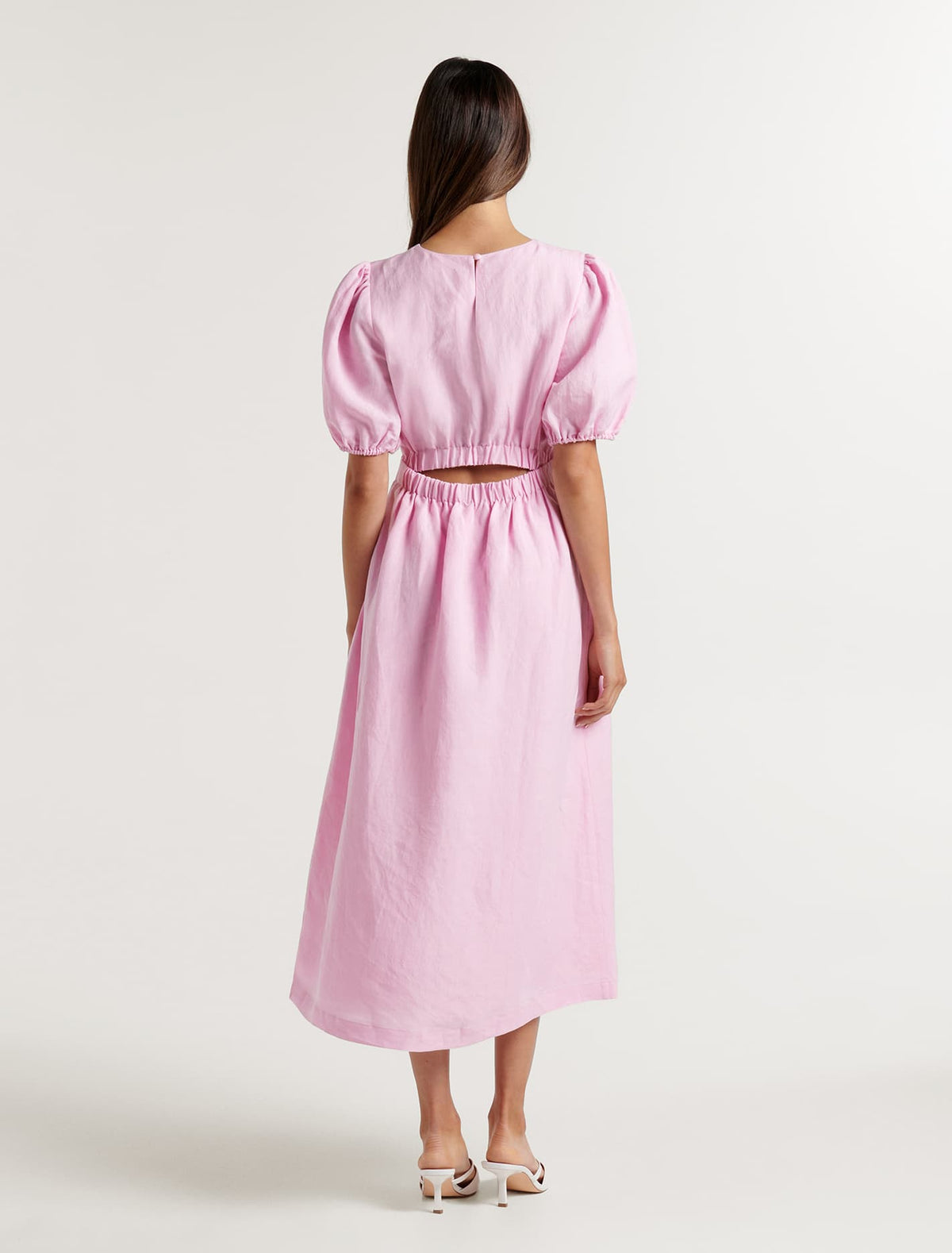 Noa Linen Midi Dress Pink