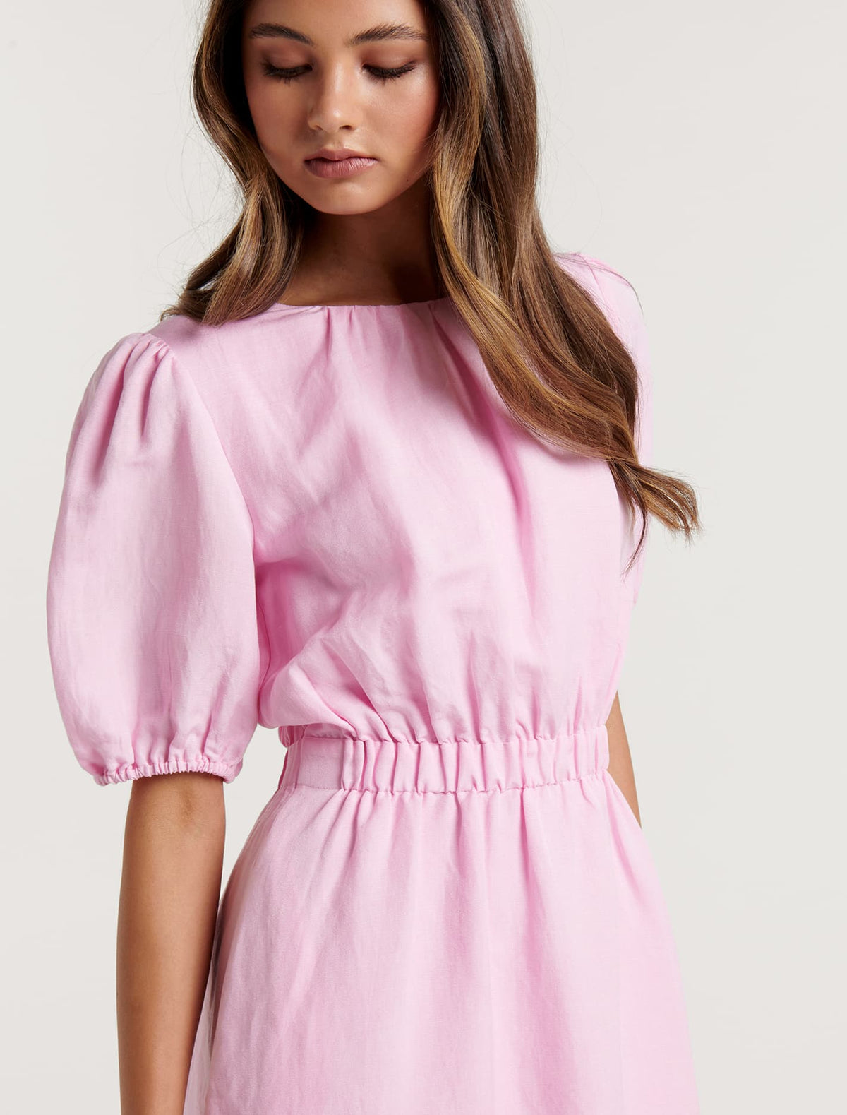 Noa Linen Midi Dress Pink