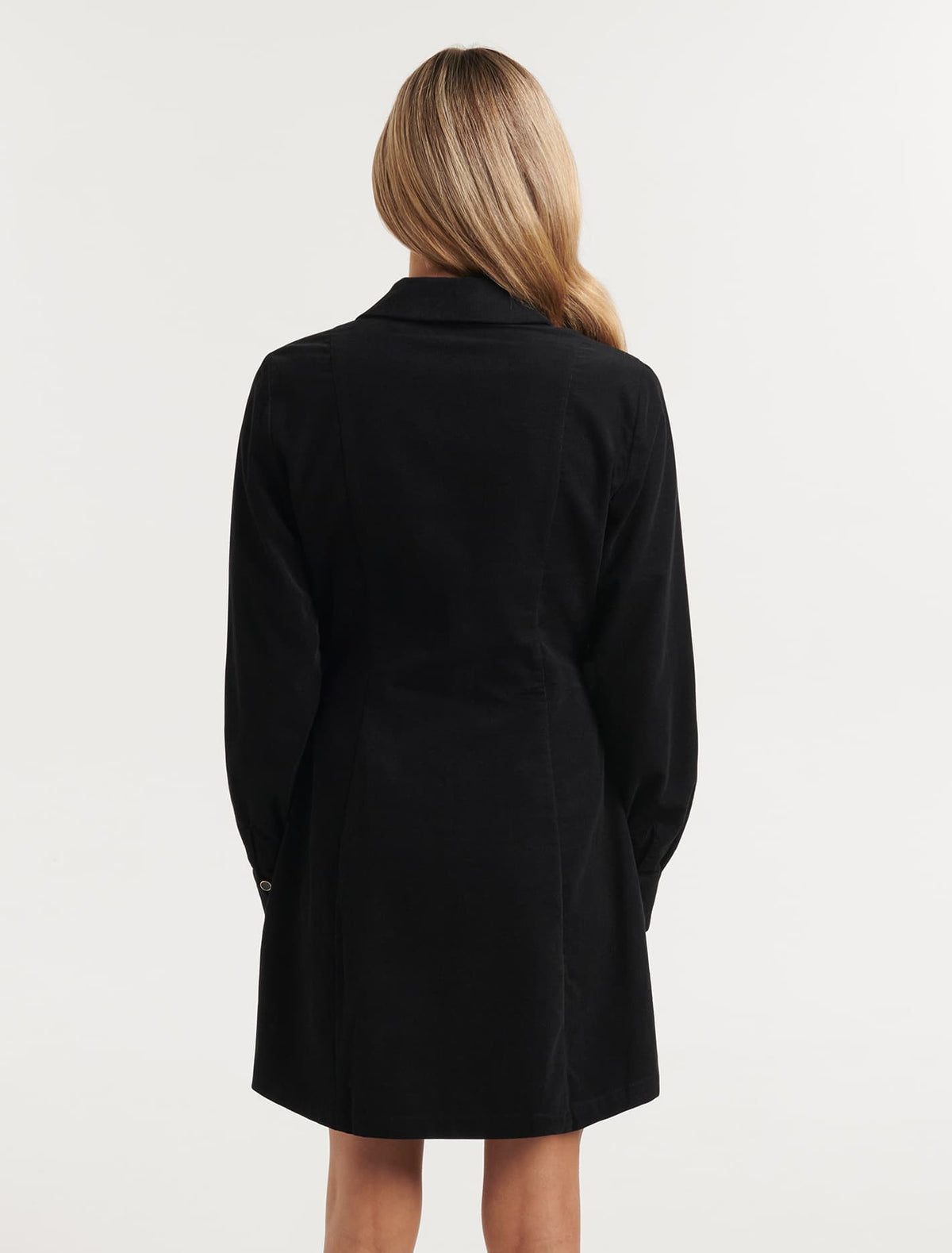 Watson Corduroy Shirt Mini Dress Black