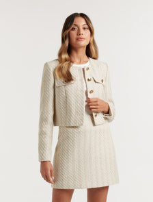 Natasha Boucle Crop Co-ord Jacket Gold