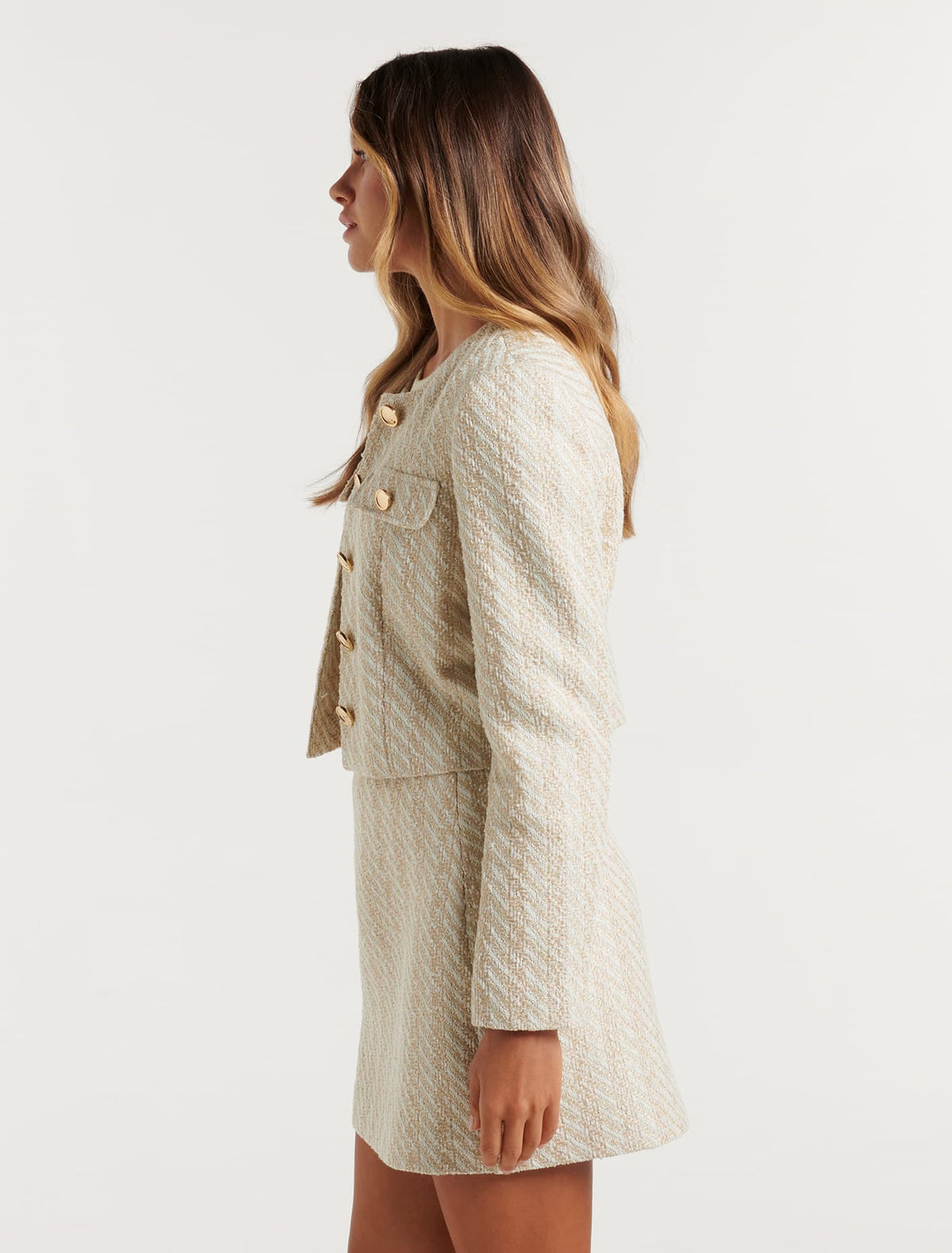 Natasha Boucle Crop Co-ord Jacket Gold