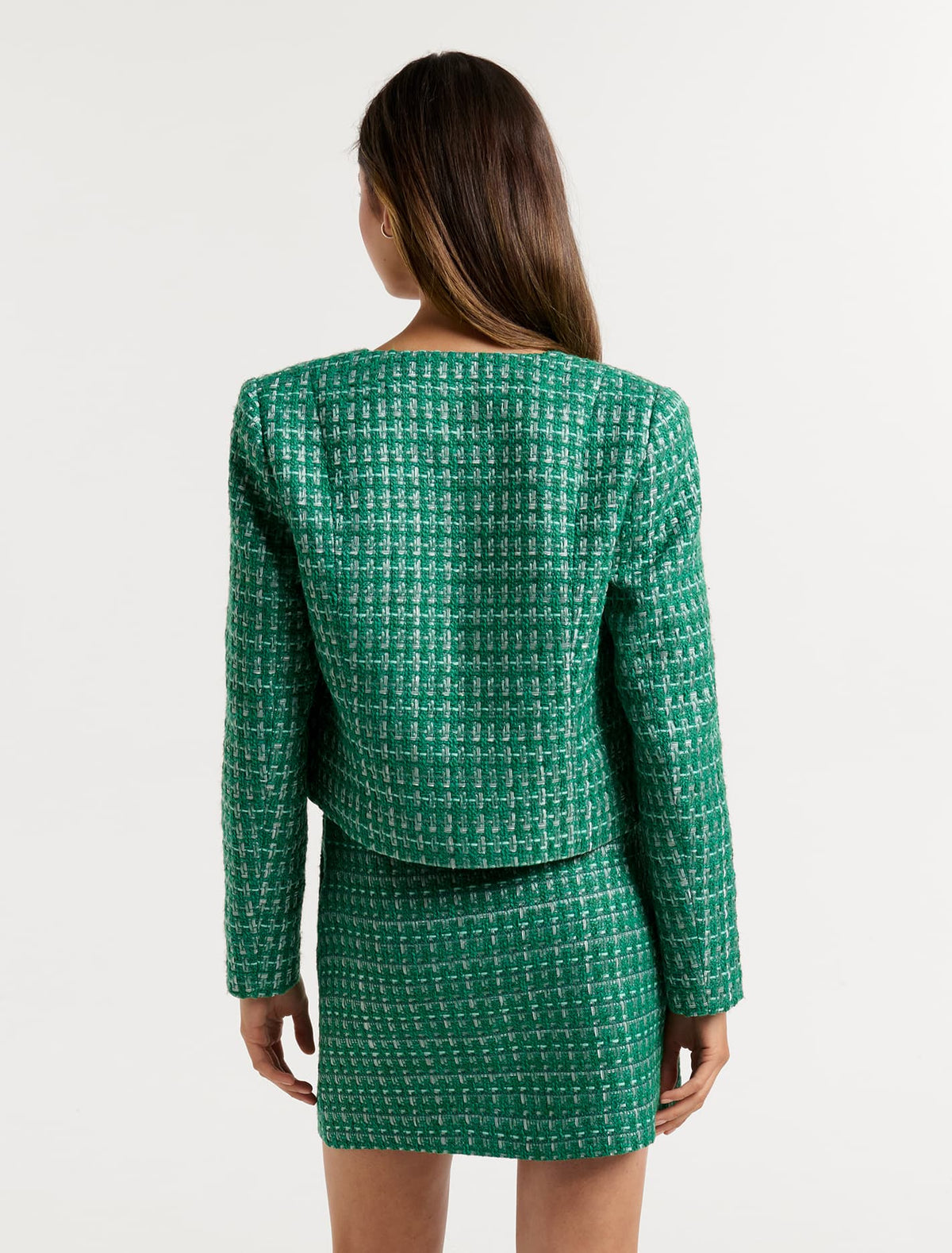Eden Boucle Crop Co-ord Jacket Green