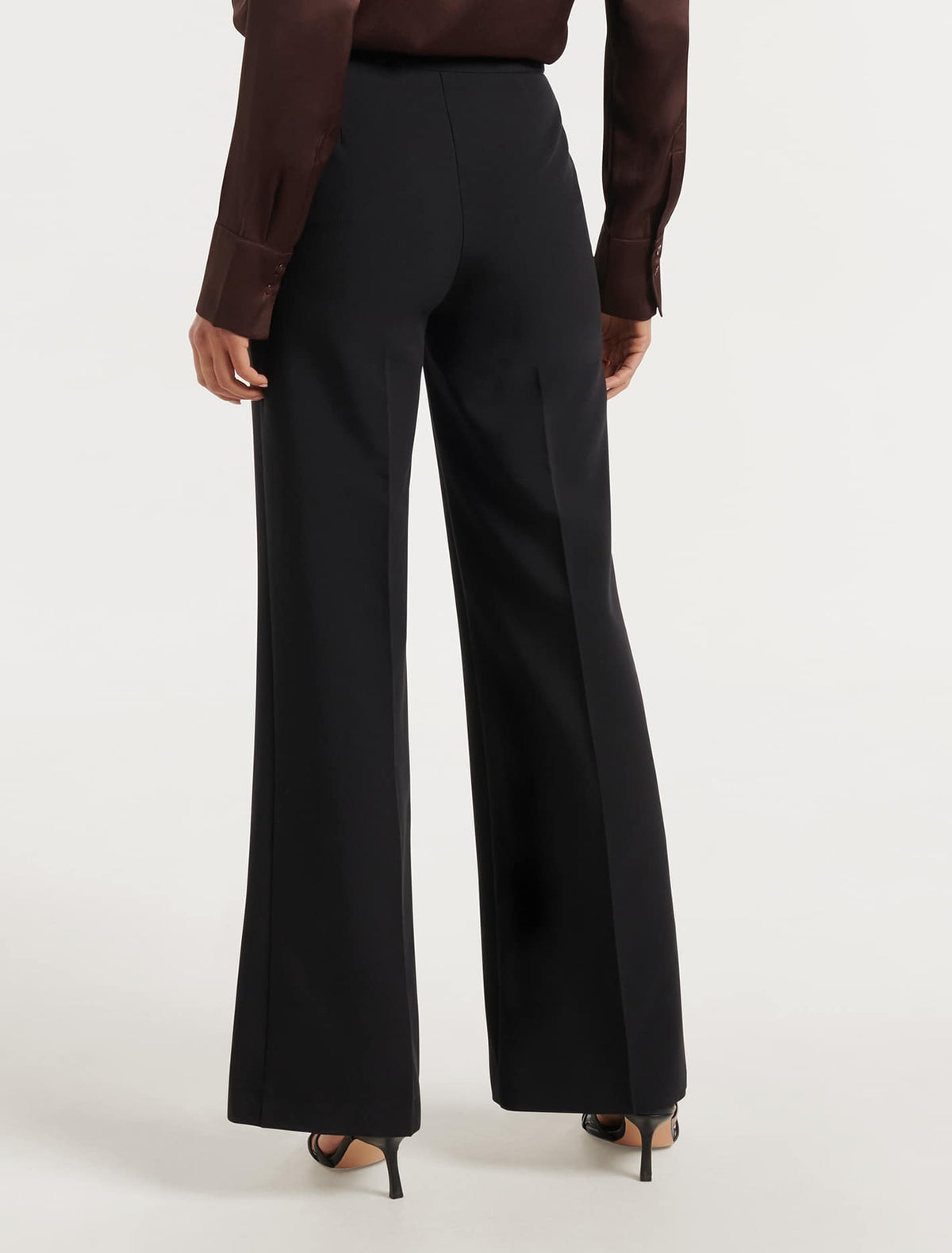 Megan Button Wide Leg Pant Black
