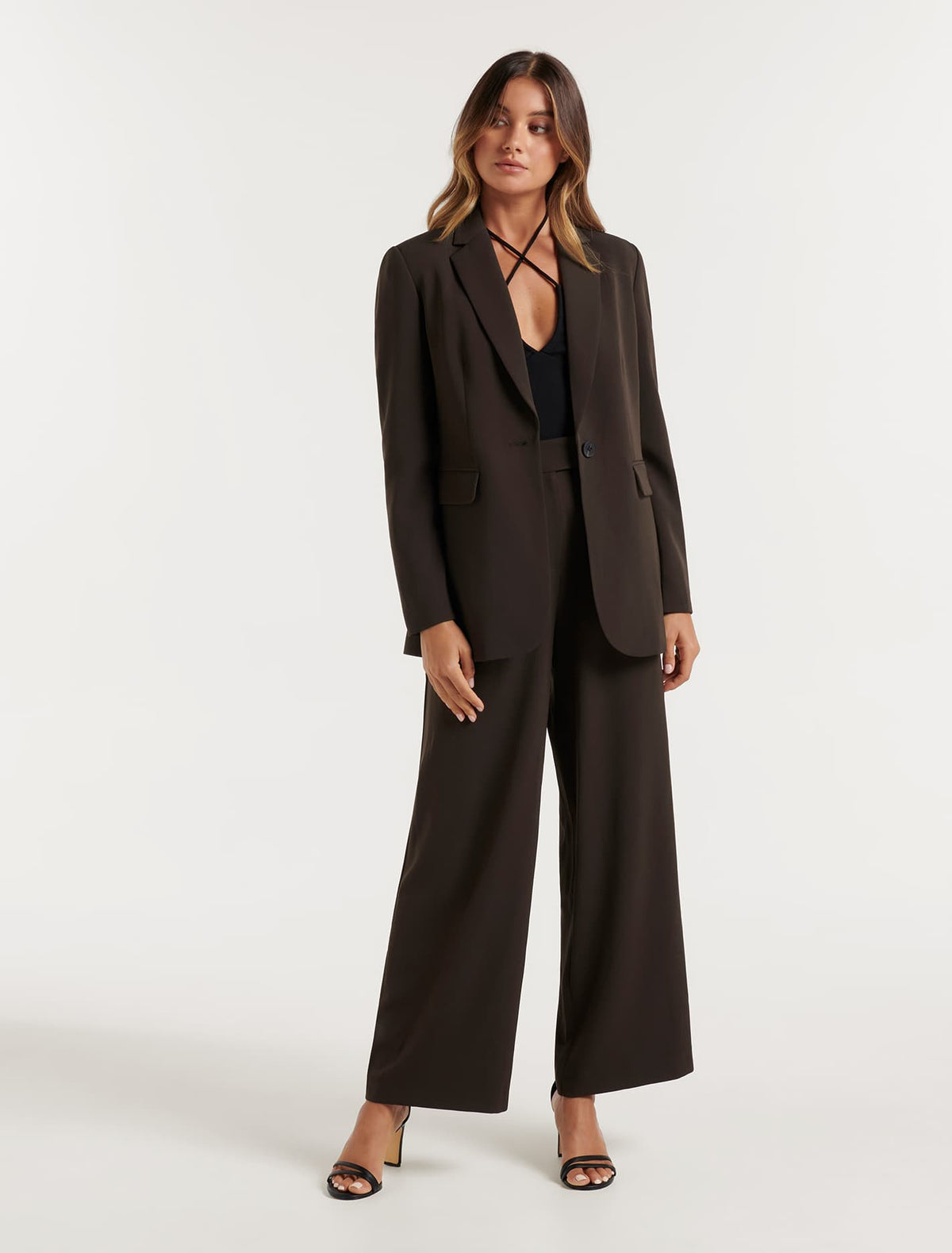 Nylah High Waisted Wide Leg Pants Midnight Mocha